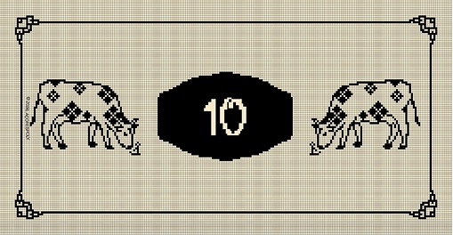 Nota de 10 escudos com duas vacas